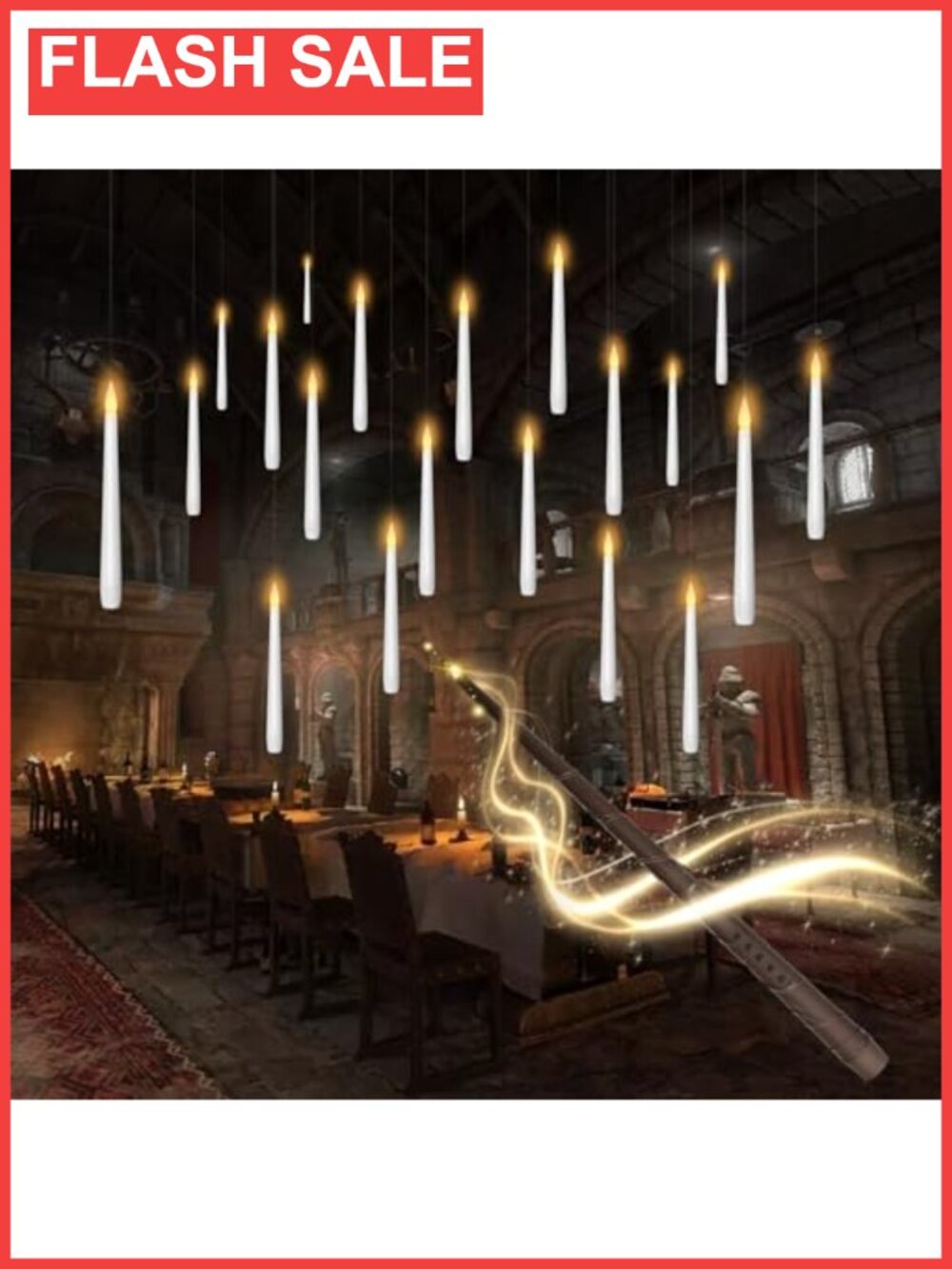 Flameless Floating Candles with Wand Remote 20 Pcs LED Taper Battery Operated